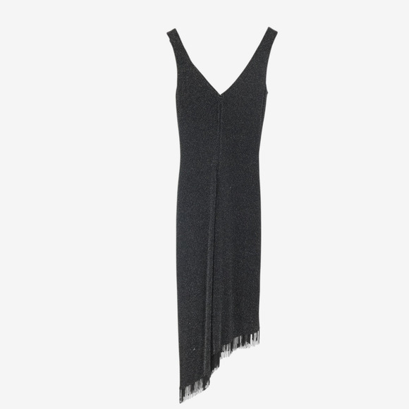 Vintage Cache Black Metallic Asymmetrical Dress Y2K 90s Glam Beaded Size‎ XXS - Picture 9 of 11